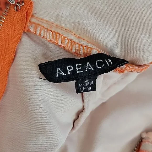 A.Peach crocheted lace halter dress in sunburnt orange Women's Size S - Picture 8 of 12